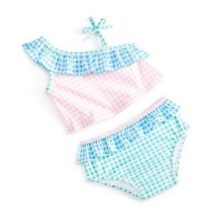 First Impressions Baby Girls Checkered Ruffle Swimsuit, 2 Piece Set, Created for